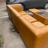 Camel leather heating sofa set