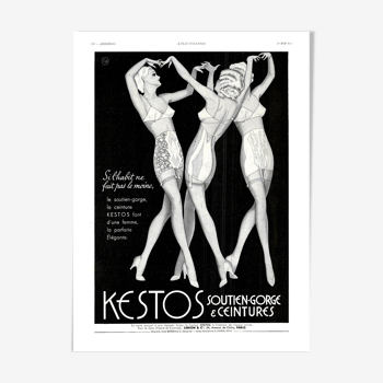 Vintage poster 30s Kestos Lingerie