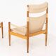Safari chair in oak and footrest by Niels Eilersen for Erik Wørts