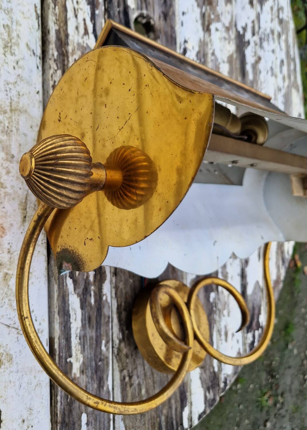 Pair of gilded brass wall lights, 1970s