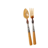 Antique horn salad servers