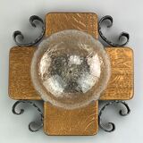 60s 70s wall lamp wall light glass Brutalist Kaiser Leuchten Germany