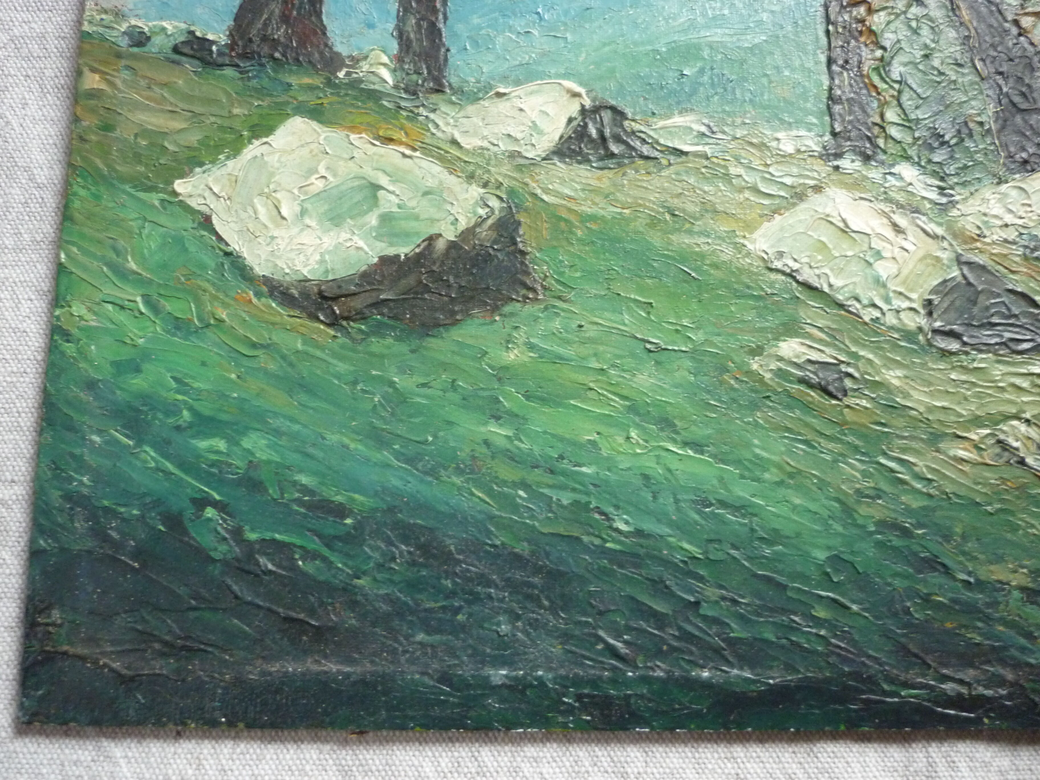 Painting painting on landscape panel signed g cocagne