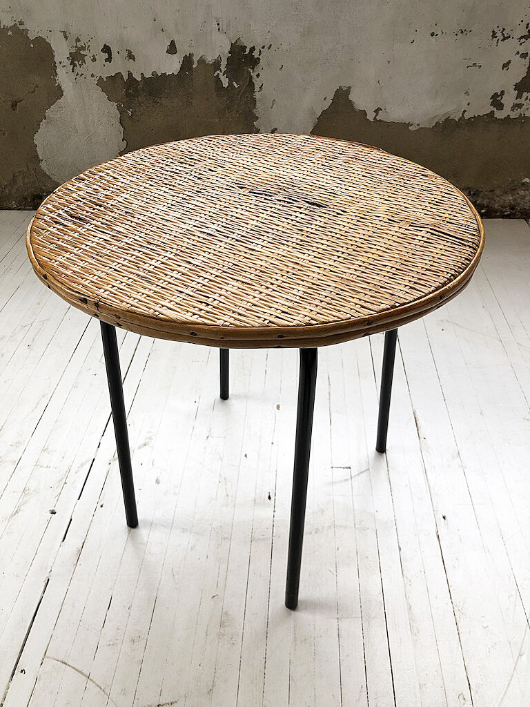 Wicker and metal coffee table