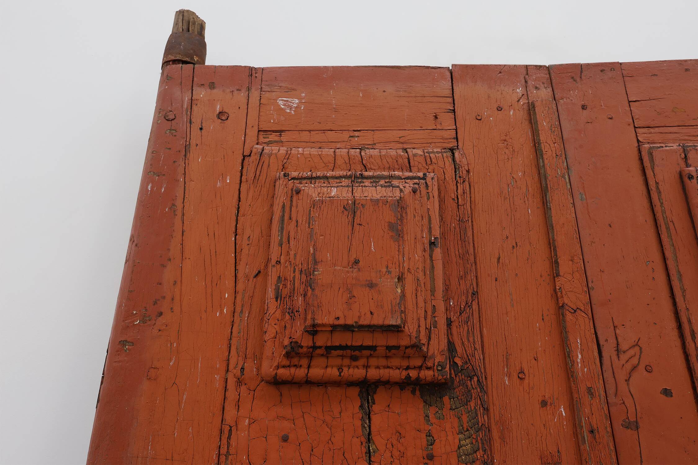 Large 17th century Monastery doors in terracotta lacquered oak, Portugal