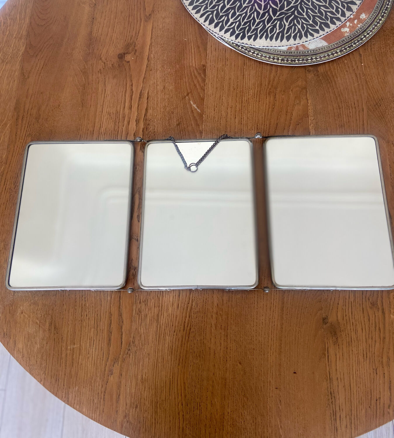 Vintage barber triptych mirror 1950 18x24cm