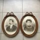 Pair of portraits of a couple in a 1900s knotted frame