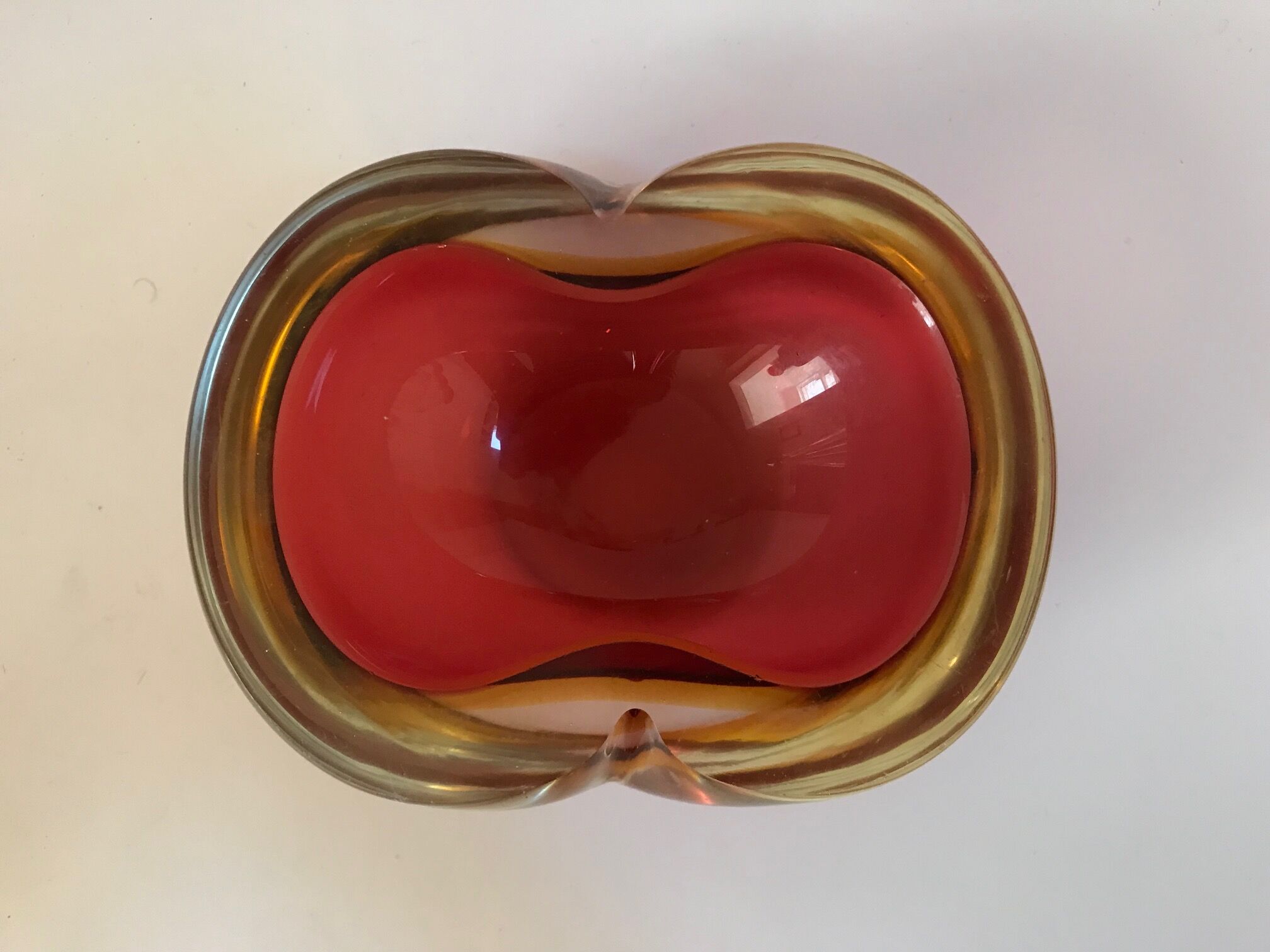 Ashtray sommerso red doubled yellow