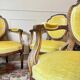 Set of four natural wood armchairs in louis xvi style 19th century