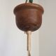 French Vintage Leaf Metal and Wood Hanging Light Textured Glass Shade