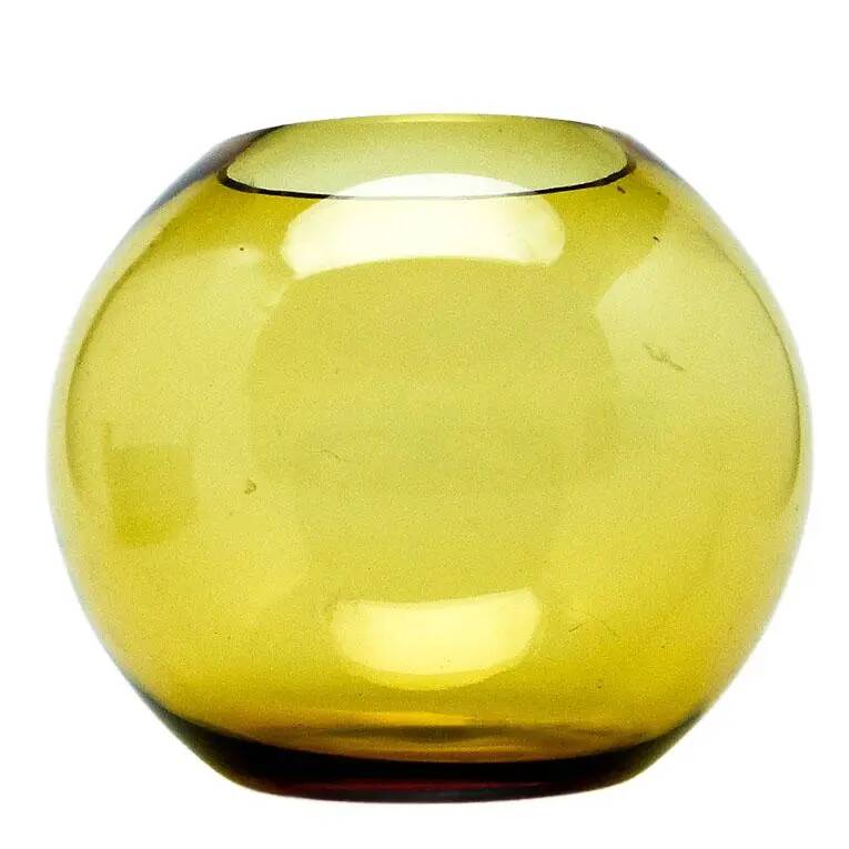 Vase moderne du milieu du siècle, en verre jaune, conçu par M. Słaboń, Pologne, années 1970.