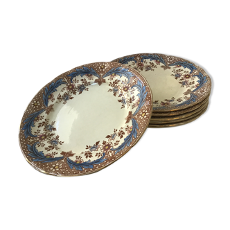 Set of six plates in opaque earthenware Sarreguemines 1875 1900