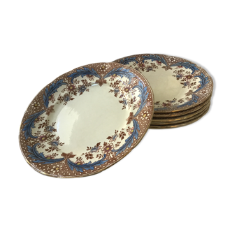 Lot de six assiettes en faïence opaque Sarreguemines 1875 1900