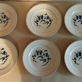 Flat plates series of six earthenware Longchamp décor Simone