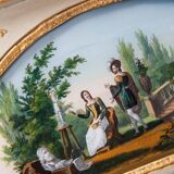 Ancien miroir époque "Restauration" avec peinture sous verre vers 1830