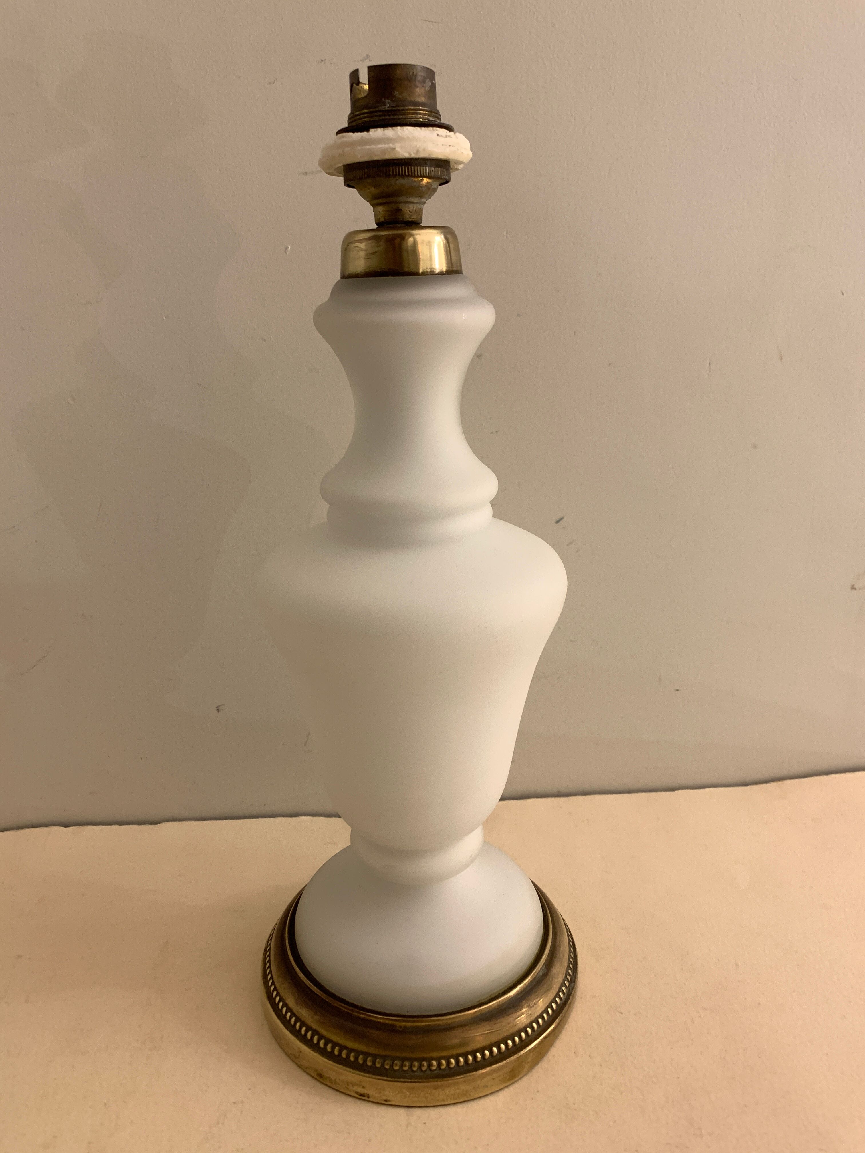 Lamp foot in Opaline de Sèvres and brass, 1950