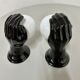 2 black ceramic hand lamps from the 70s / vintage and opaline lamp