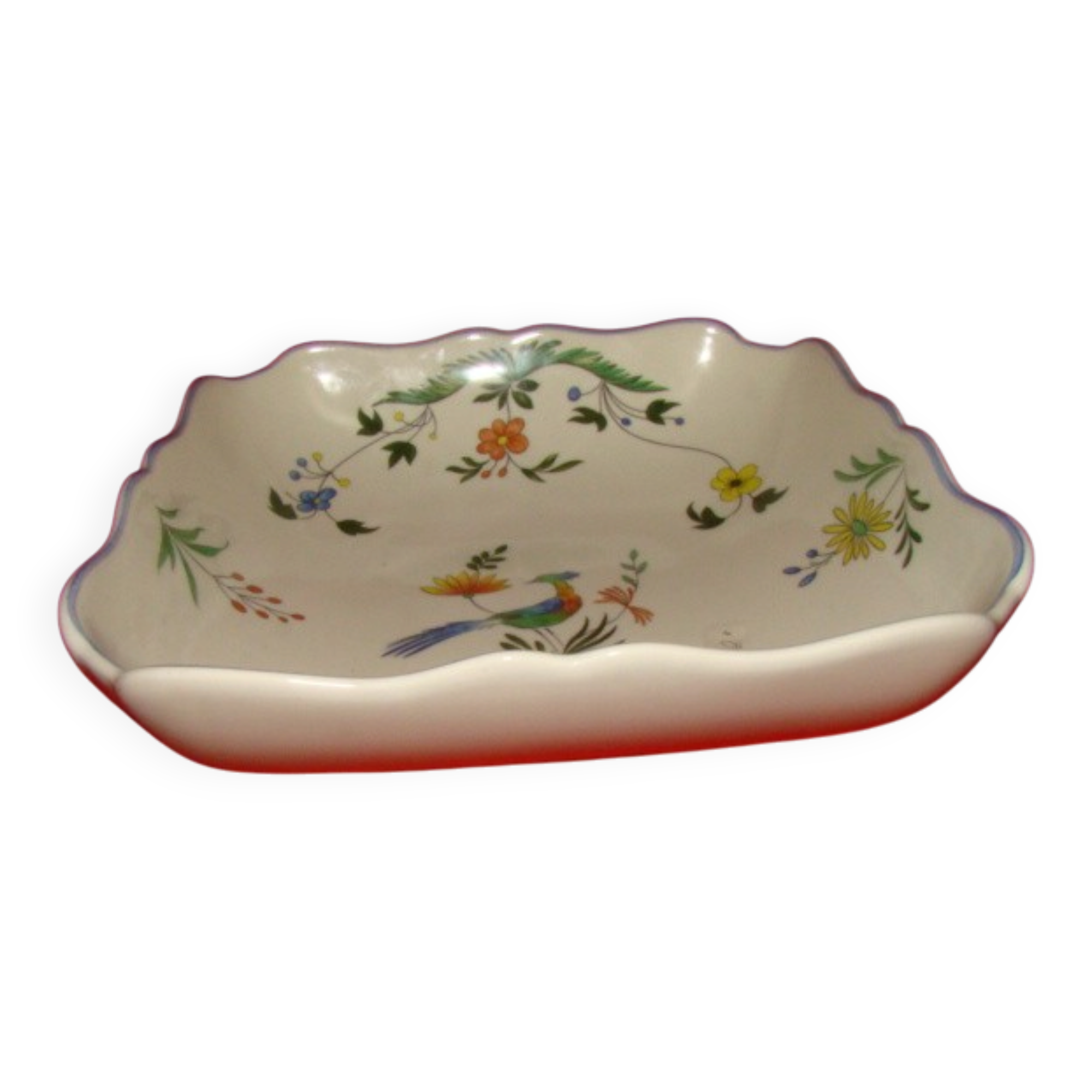 square plate in earthenware from "Gien" from the 1970s