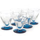 Set of 6 blue stemmed glasses