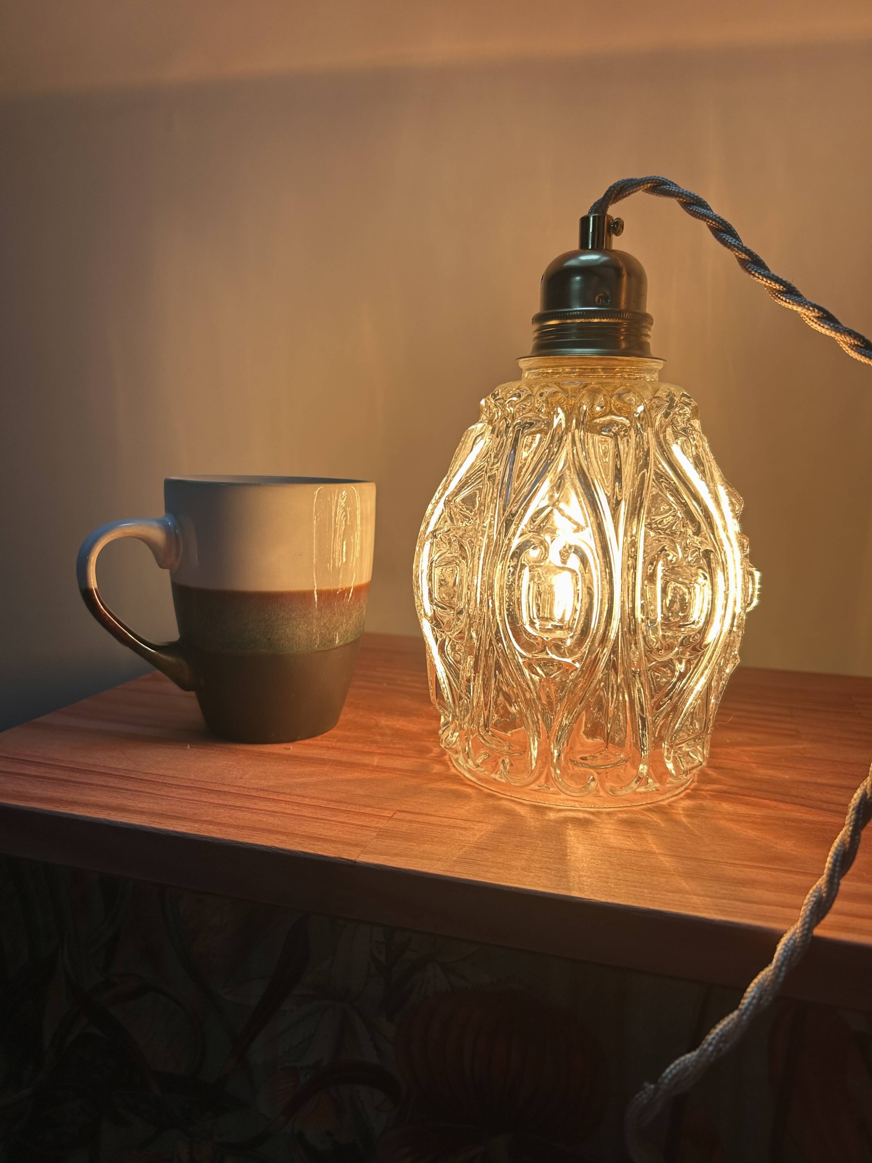 Vintage chiseled glass lamp