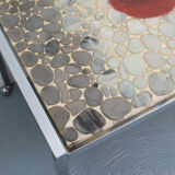 1970s space age coffeetable with pebble stones and acryl