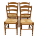 4 solid wood and straw Louis Philippe chairs from the 1960s.