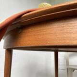 Scandinavian round teak table with extension