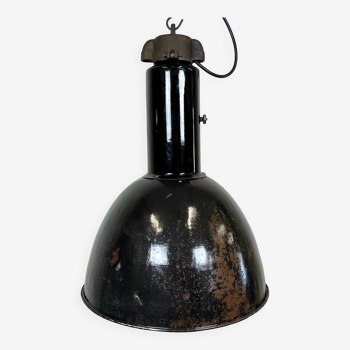 Rusty Industrial Bauhaus Black Enamel Pendant Lamp, 1930s