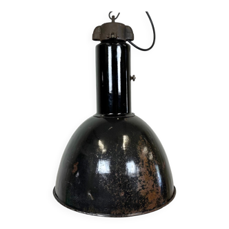 Rusty Industrial Bauhaus Black Enamel Pendant Lamp, 1930s