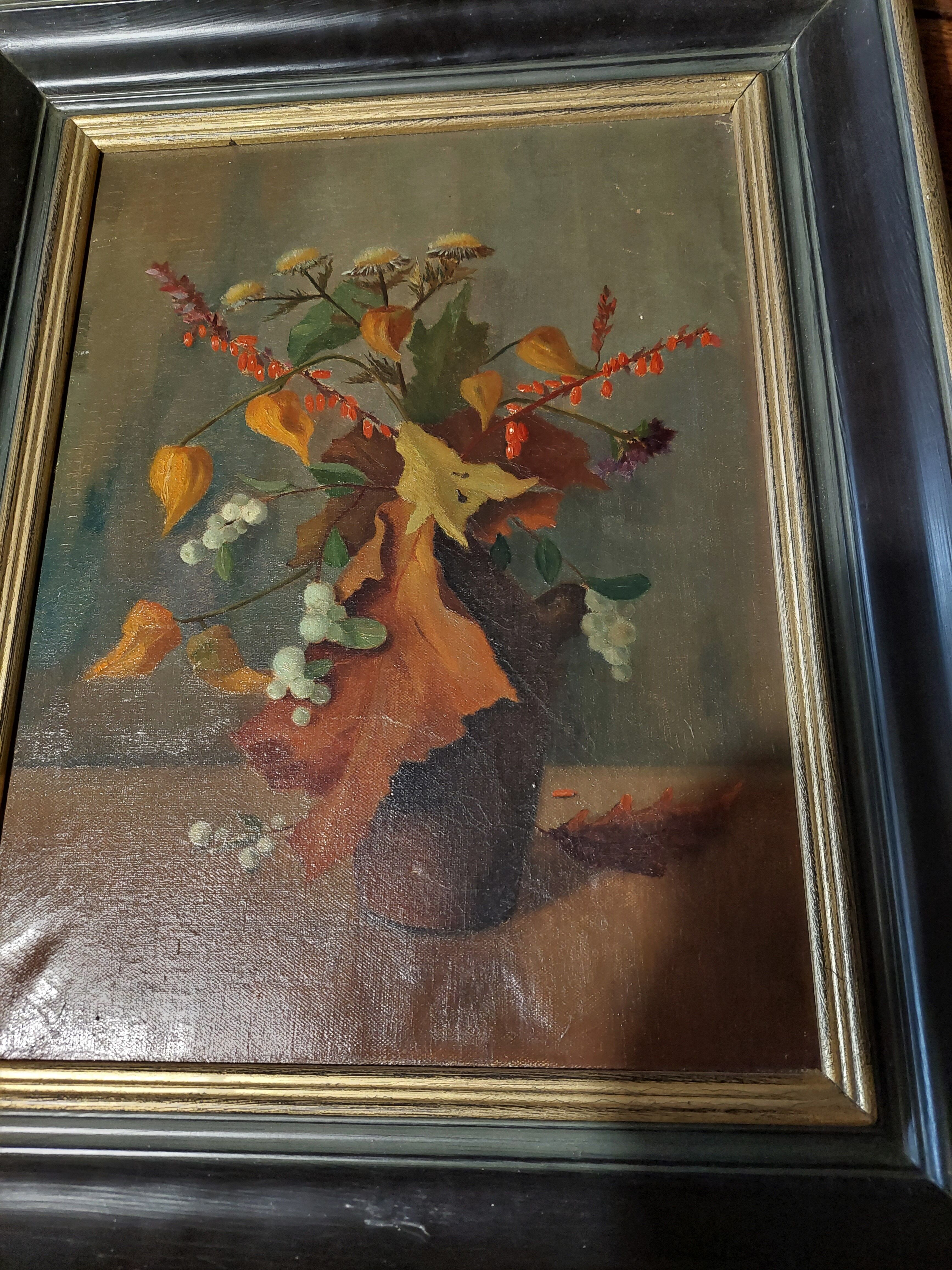 Painting oil on canvas still life bouquet
