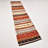 3x12 Turkish Vintage Kilim Runner Rug, Aesthetic Decor Rug, 75x352Cm