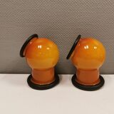 A set of EPOKE II wall lights, designed by Michael Bang for Holmegaard Denmark 1975-1981.