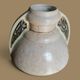 Earthenware ear vase with crackled glaze, Art Deco - Black roses