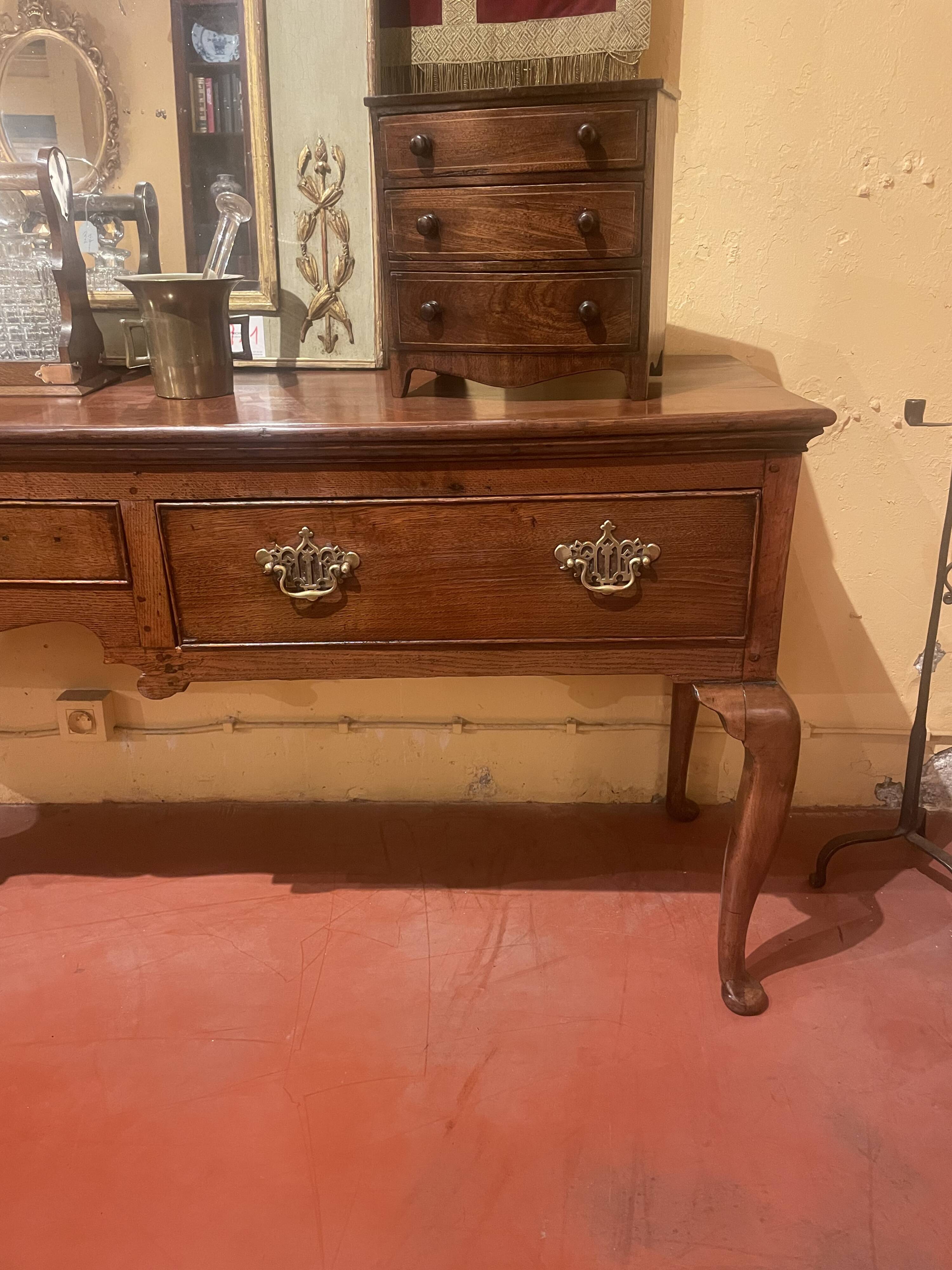 Grande Console En Chêne Trois Tiroirs -18° Siècle