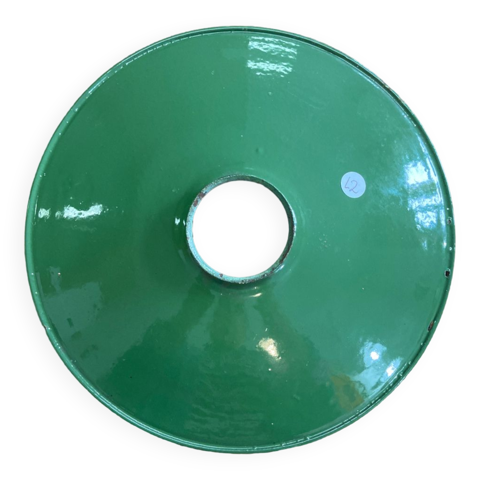 Green enameled sheet metal pendant light