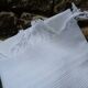 Old towel in white bee-niz cotton and red embroidery EM