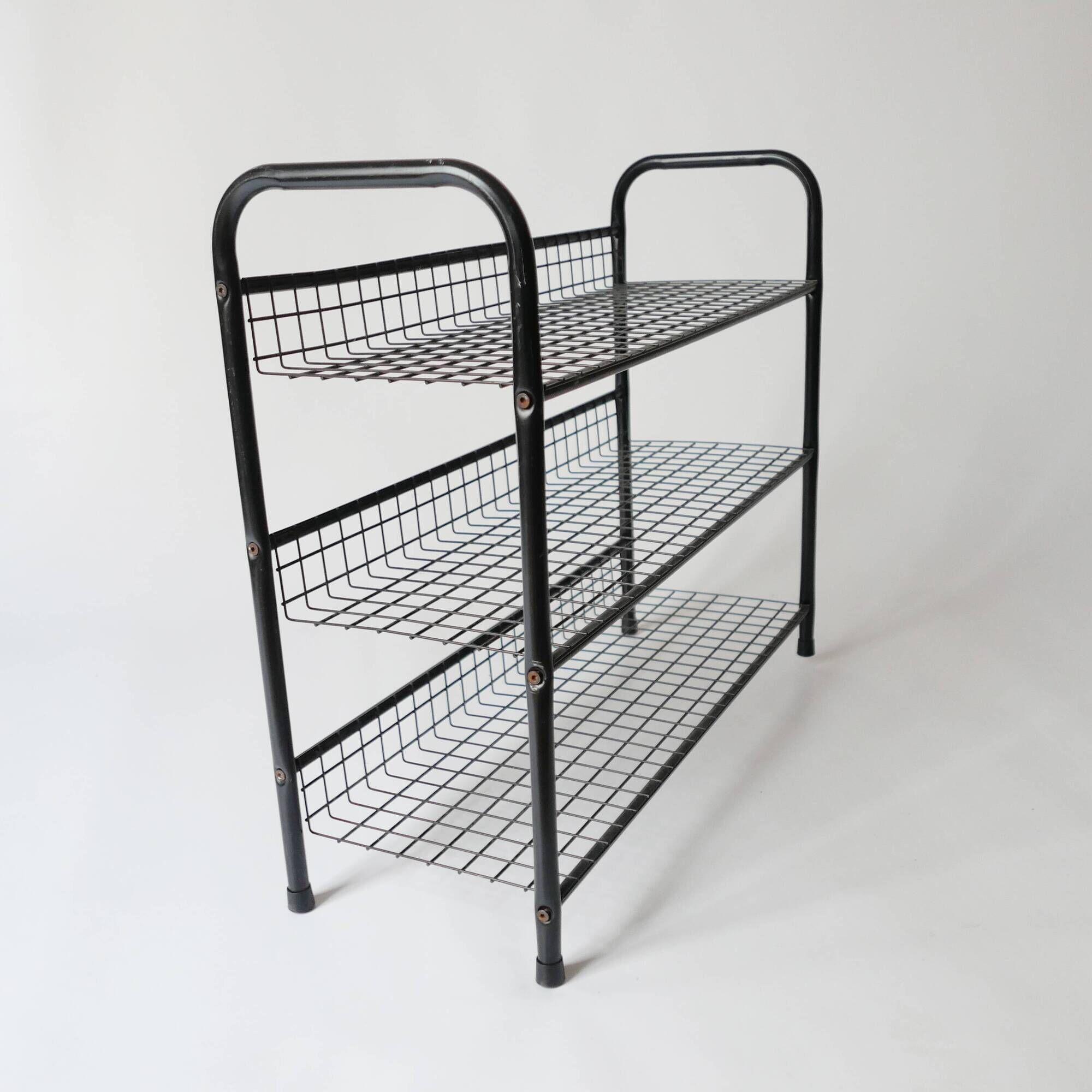 70s 80s vintage 1970s metal shoe rack designed by Niels Gammel