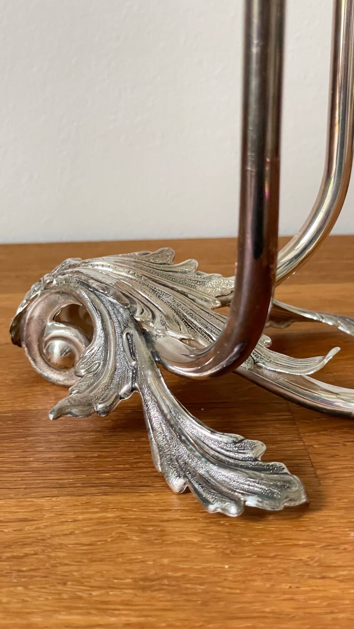 CANDLE HOLDER 3 Lights METAL Patinated Chrome