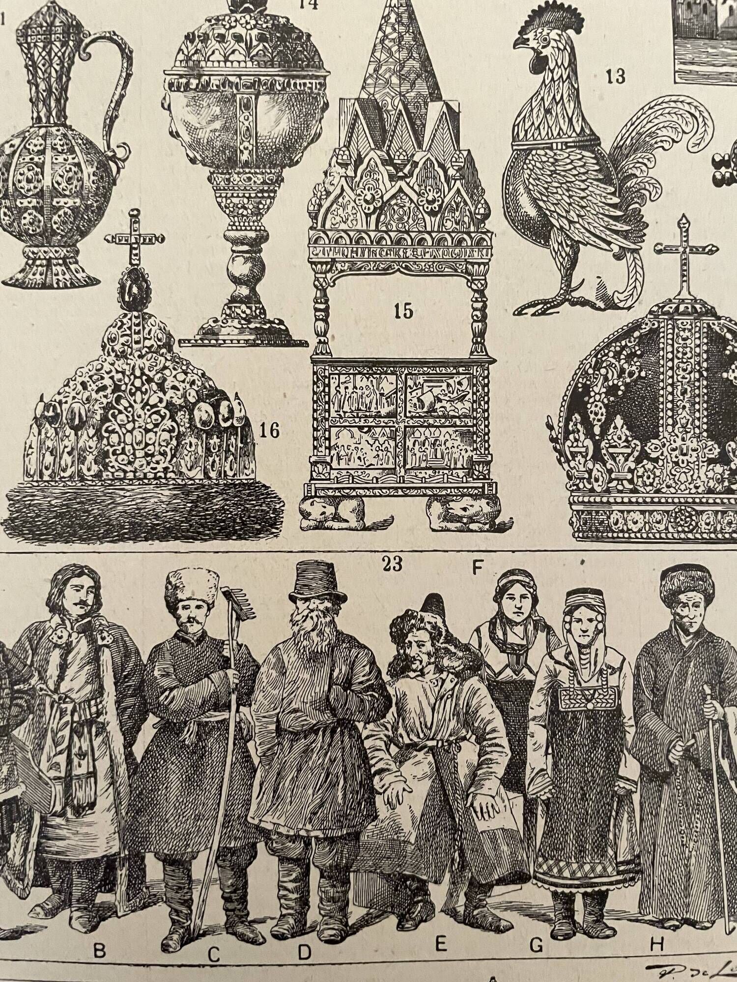 Lithograph engraving on the art of Russia from 1897