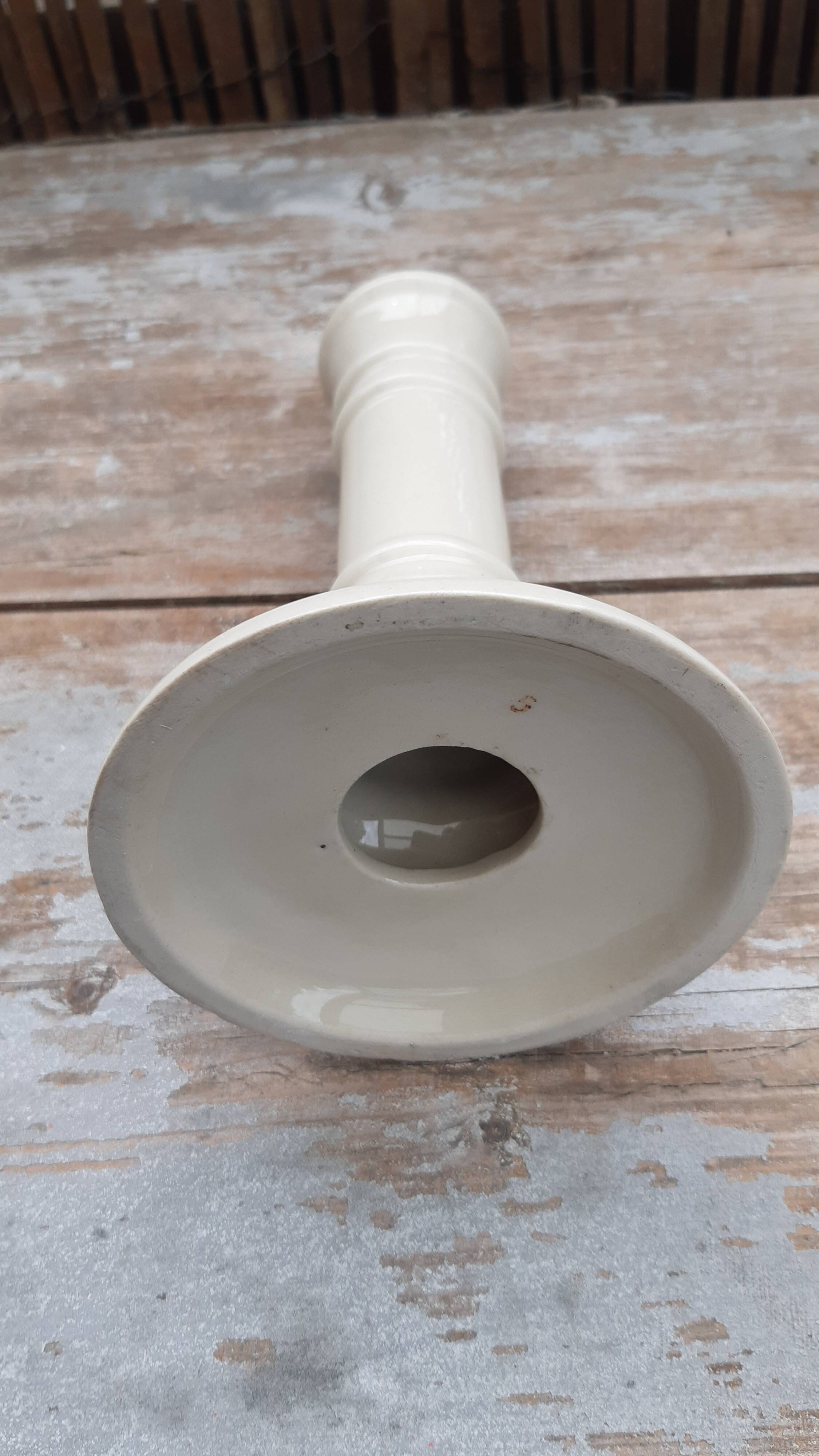 Set of 3 earthenware candlesticks from Villenauxe