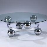Table basse française en acier chromé dans le style 'Spoutnik'