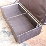 Banc coffre en patchwork de cuir vintage