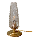 Vintage tulip table lamp in molded glass