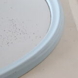 Miroir ovale en fonte, bleu layette, ancien