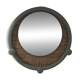 Round decorative mirror in sage green and rattan – Chic country style
