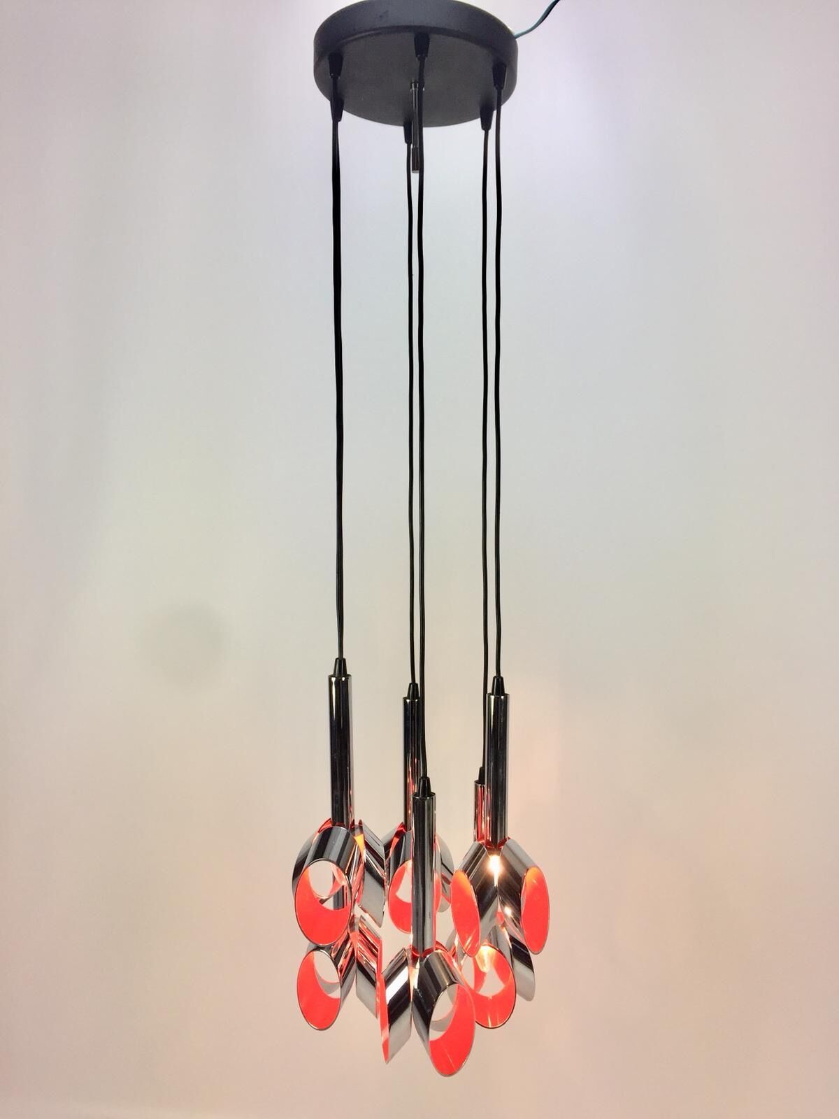 Chromed Metal Ceiling Lamp by RAAK, Amsterdam, 1960's