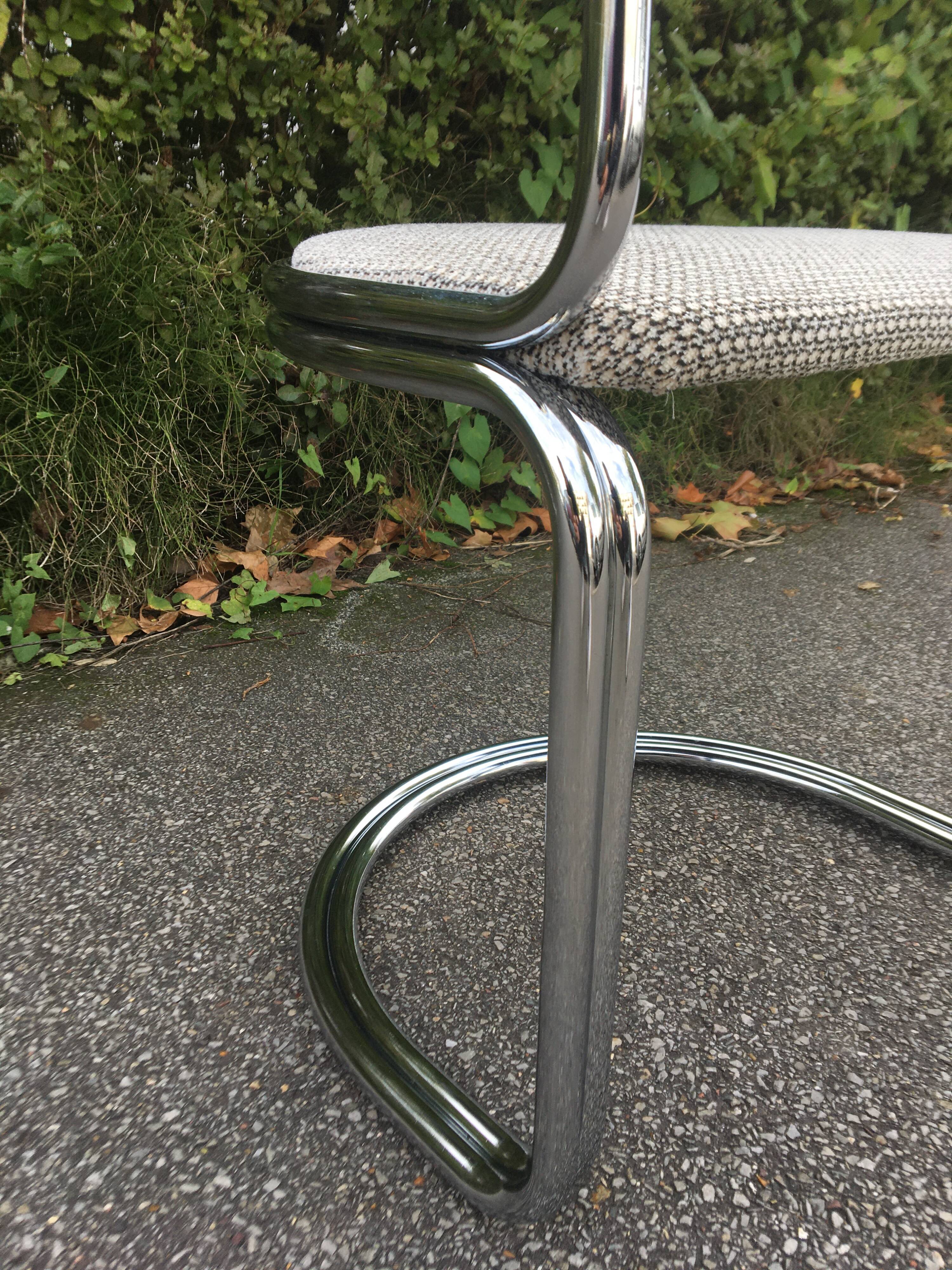 Chrome steel tube chair and fabric, 1970s