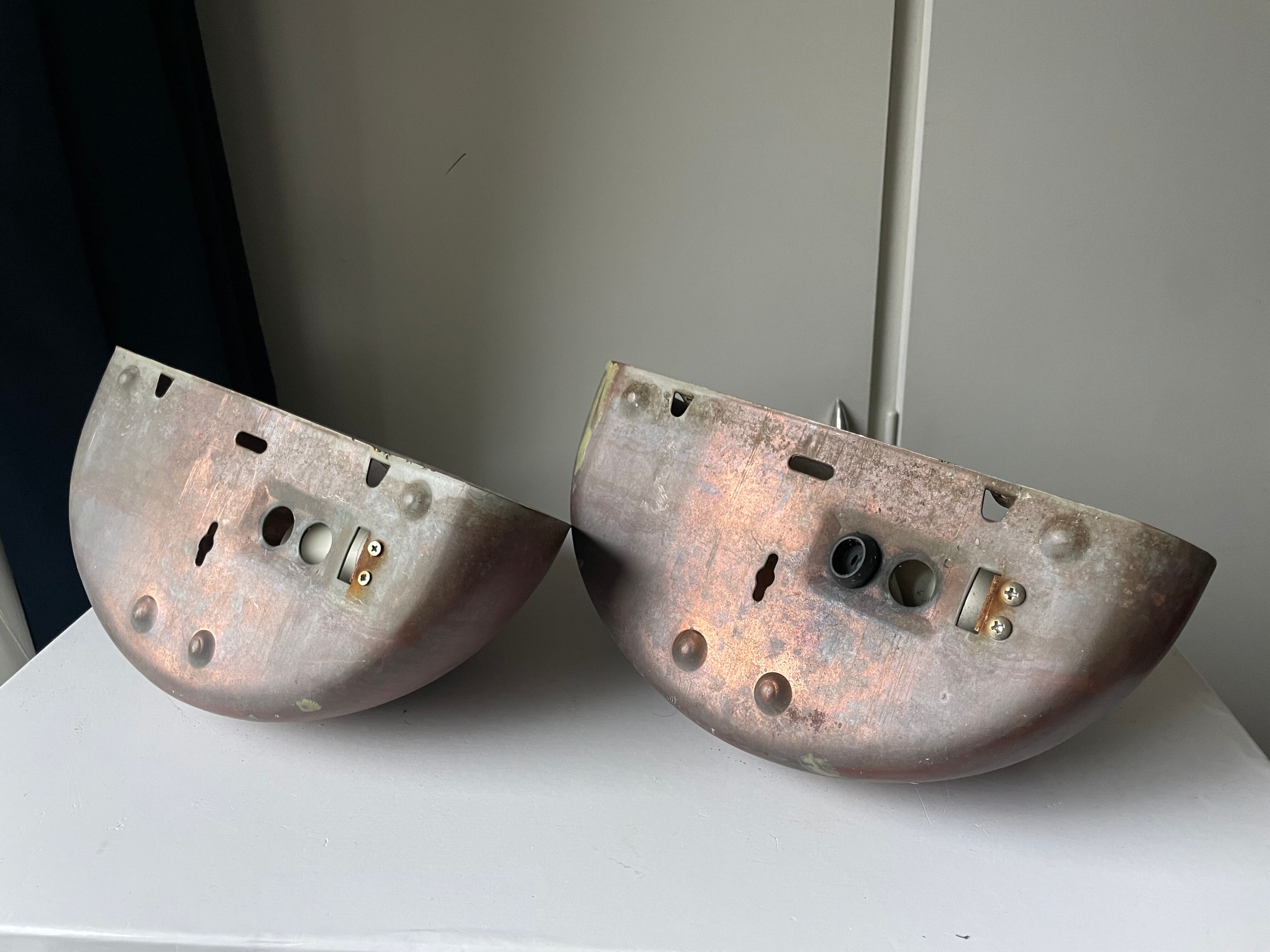 Pair of danish copper vintage outdoor wall lamps