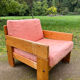 70s pine designer armchair, Perriand style