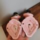 Set of 2 vintage pastel pink enamelled cast iron wall lamps